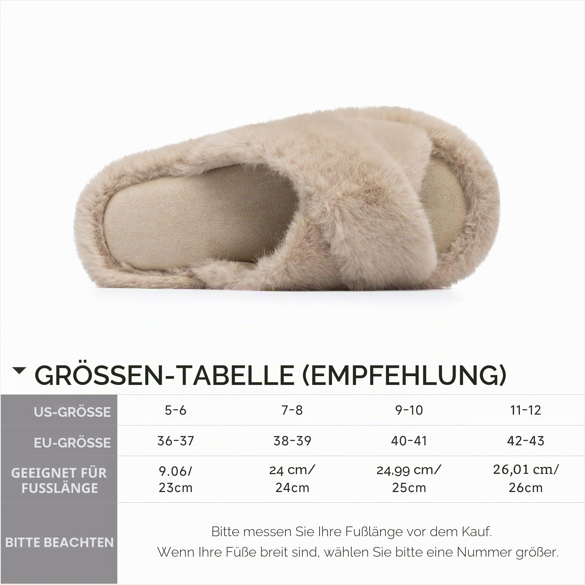 Chantomoo Damen-Hausschuhe, Kreuzband, flauschig, Memory-Schaum, Hausschuhe für Damen, Plüsch, bequem, Schlafzimmer, Kunstfell, Hausschuhe, rutschfeste Sohle, trendiges Geschenk, Hausschuhe