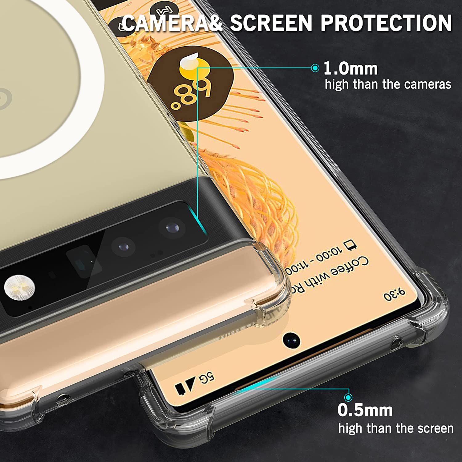 KIOMY Case for Google Pixel 6 pro,Shockproof Bumper Protective Cover Hybrid Design Hard PC Back + Flexible TPU Raised Bezel Slim with Airbag Corners Magnetic Compatible with Magsafe Wireless Charging - Image 2