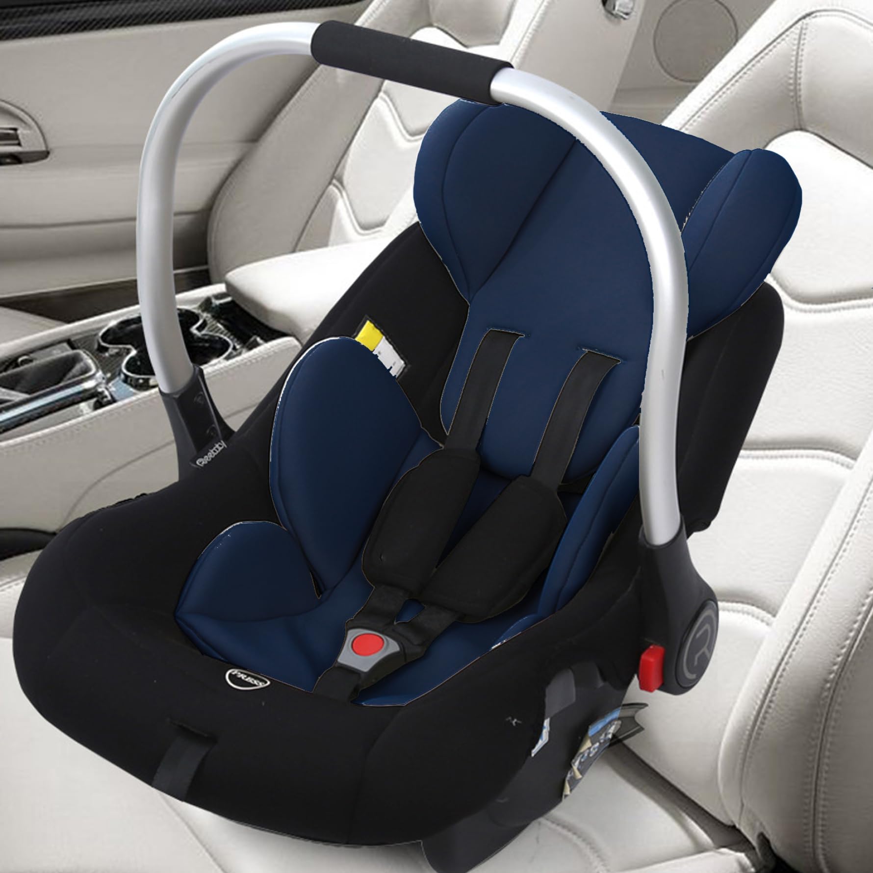 Inserto del asiento del recién nacido, inserto de carro infantil suave y cómodo de 2 piezas y soporte para la cabeza con orificio cinturón de seguridad para asientos de bebés, cochecitos, tr