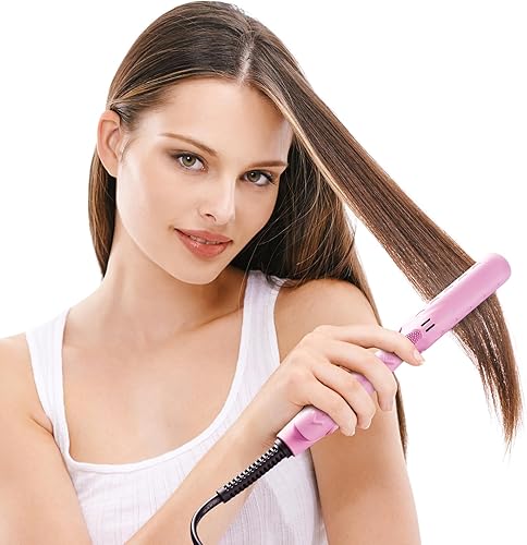 Miniatura 7 de LOVANI Mini plancha plana, plancha de pelo de viaje de doble voltaje, planchas planas pequeñas de cerámica turmalina para cabello corto y flequillo