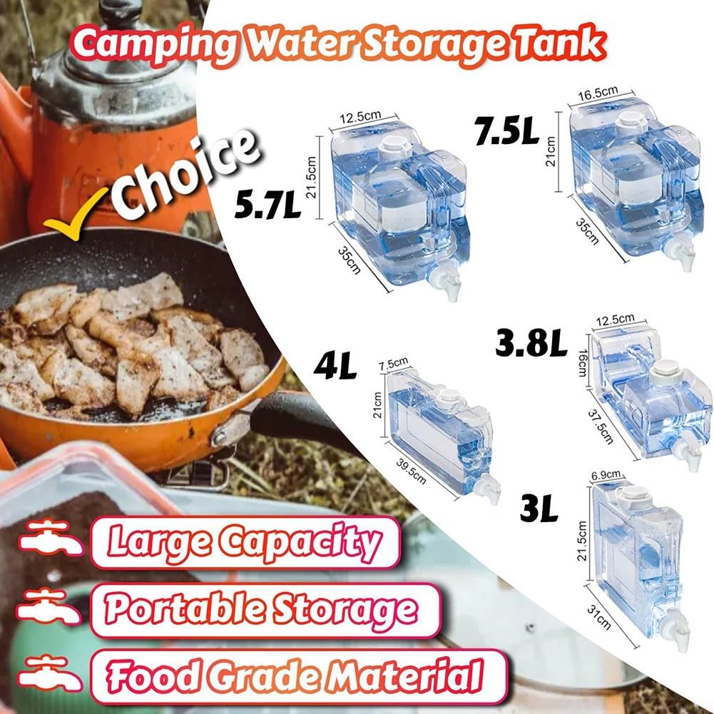 Dispensador de agua de plástico de 37 5 litros con grifo para refrigerador, diseño reutilizable y ahorra espacio, fácil de llenar tazas o botellas (5.7 L)