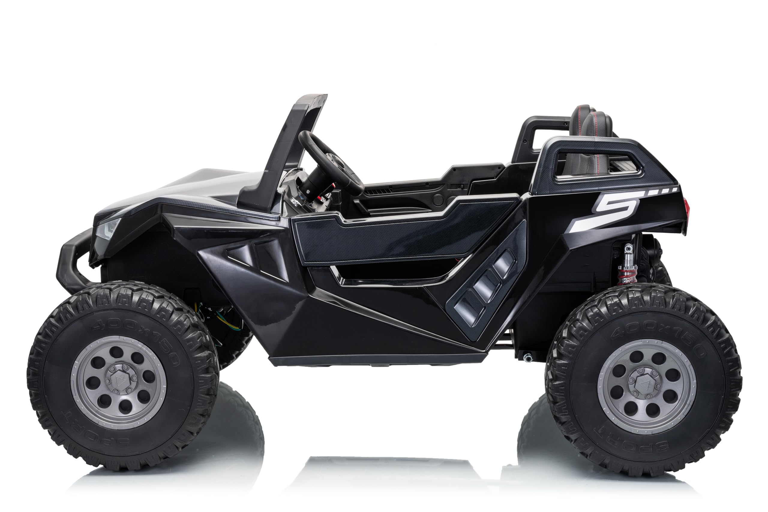 FINOOS Auto elettrica per bambini Clash 24 V, auto per bambini a 2 posti, con telecomando 2,4 GHz, 2-7 anni (nero)