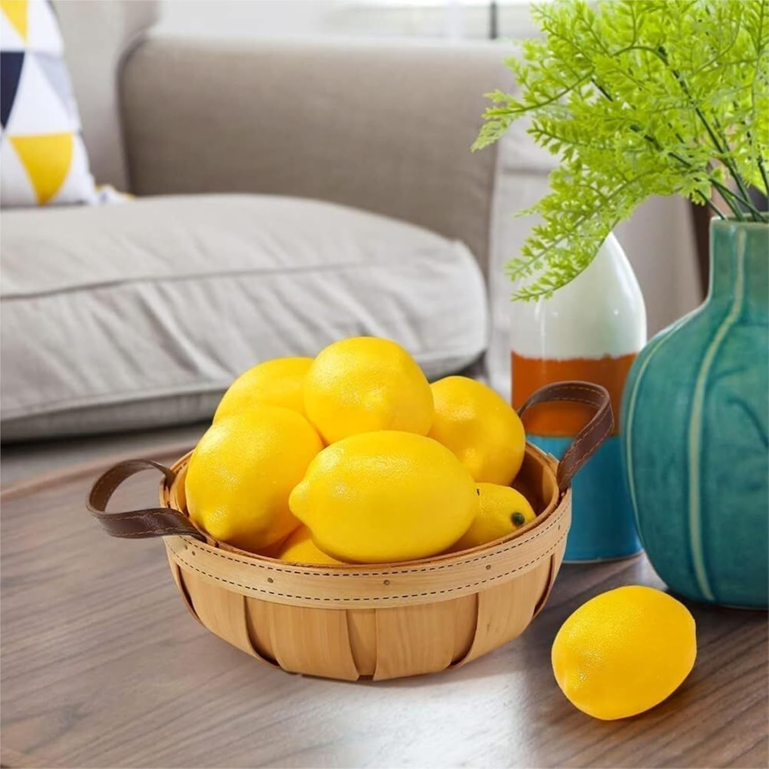 RUVOO Lifelike Faux Fruits Modle 12 Pieces Artificial Simulation Lemon Fruit Models for Home Decoration Photo Props