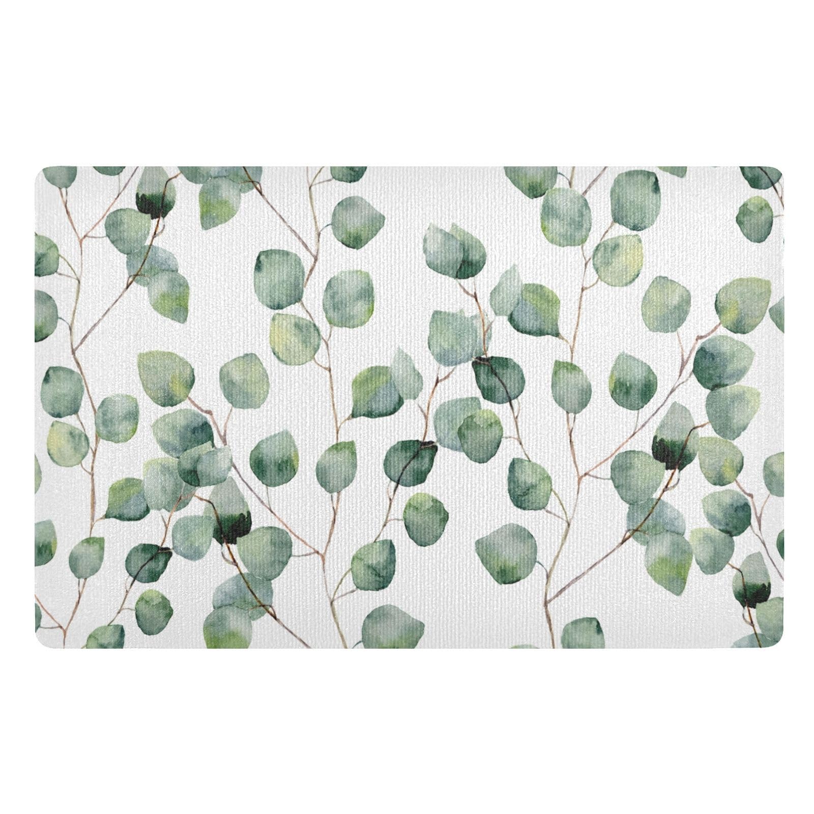 Paillasson antiderapant lavable pour entree propre avec motif eucalyptus