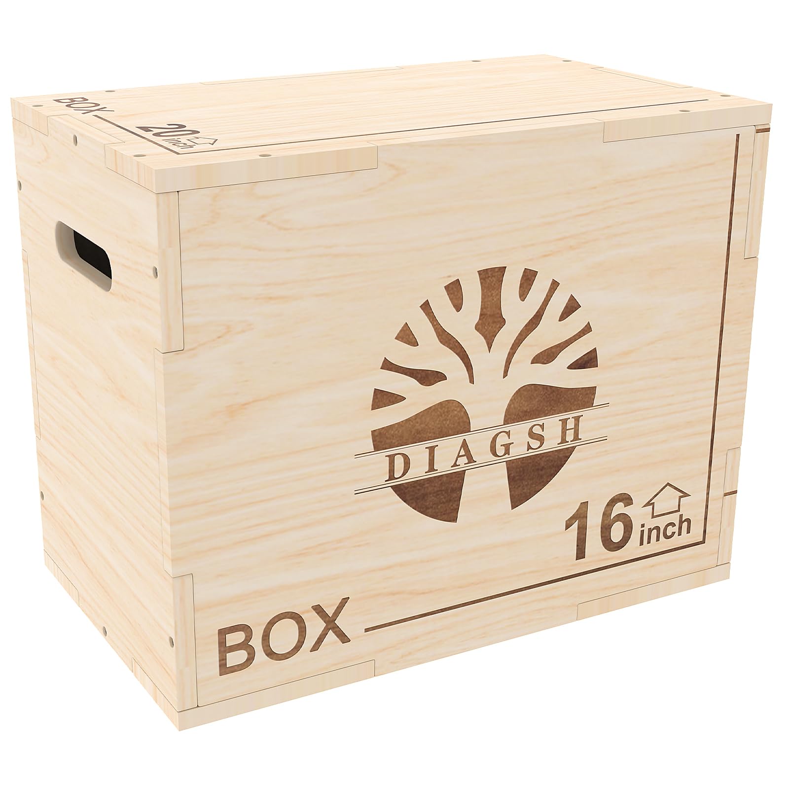 Wooden Plyo Box 3 in 1 Step Up Box Versatile Plyometric Box Jump Holds Up to 450lbs for Home Gym and Outdoor Workouts