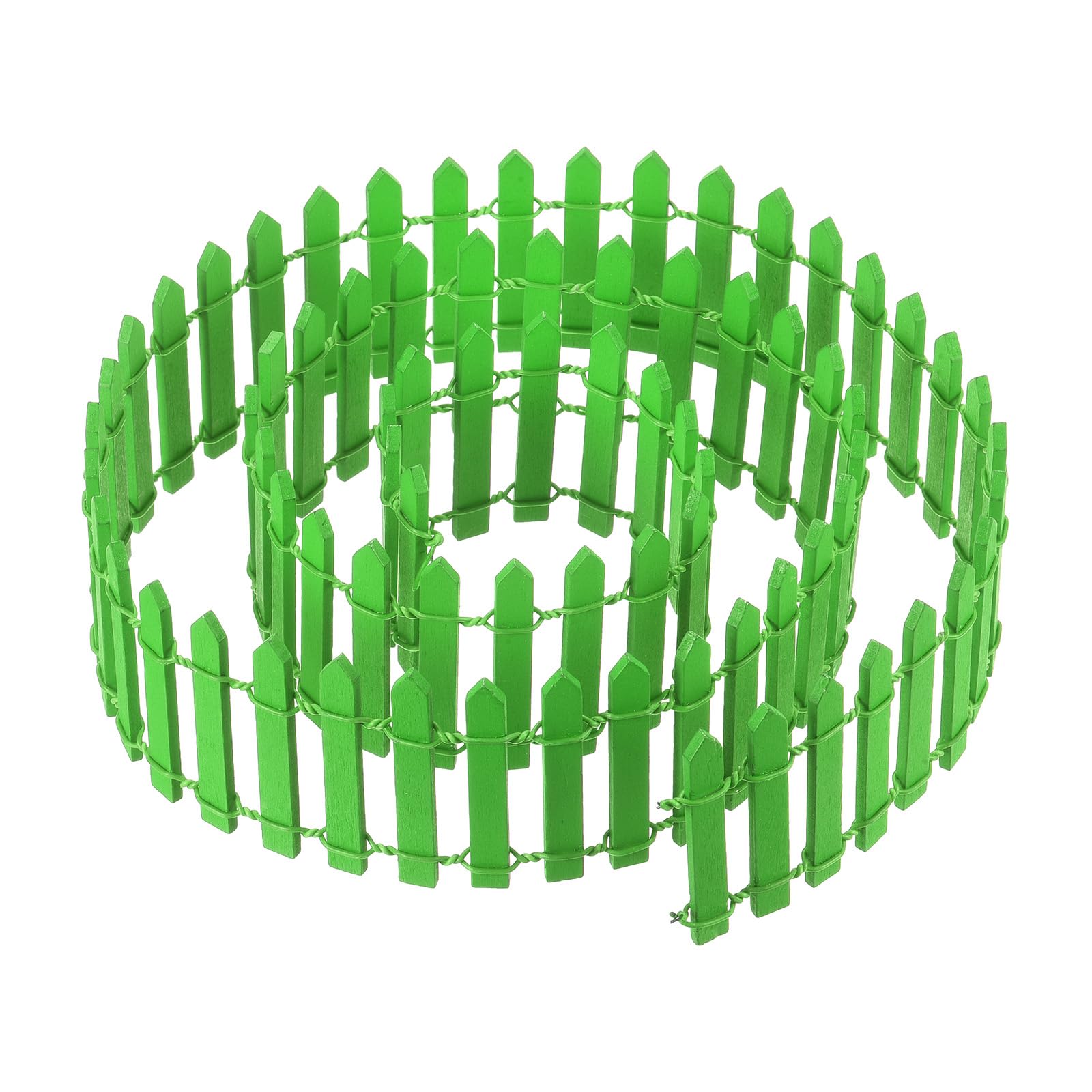 PATIKIL 39" L x 2" H Miniature Fairy Garden Fence, Mini Ornament Wood Picket Fence for DIY Dollhouse Garden Green
