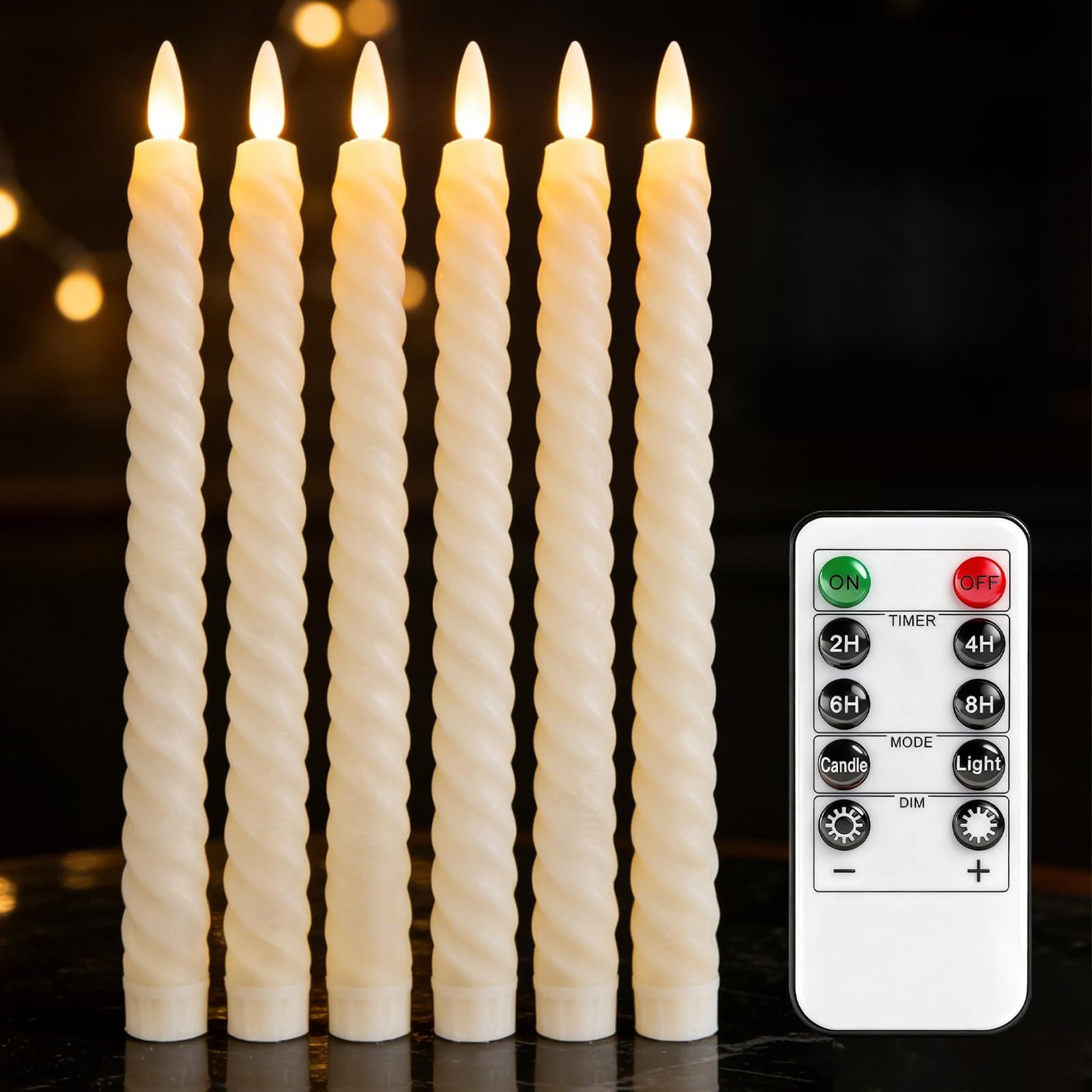 Cierge LED sans flamme avec télécommande et minuteur, éclairage à intensité variable - 8