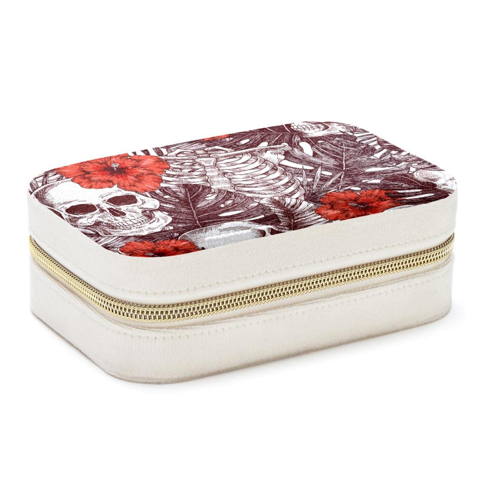 Boîte à bijoux vintage tropicale tête de mort : coffret de rangement haute finition