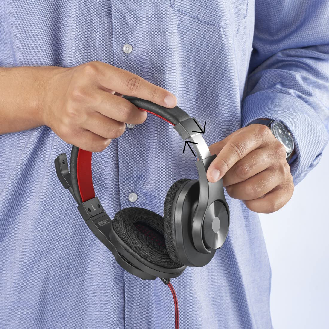 Hama Cuffie con microfono (cuffie cablate USB A, Aux, stereo con cavo, cuffie Over Ear PC con braccio microfono e fascia per il collo, cavo audio da 2 m, colore: nero