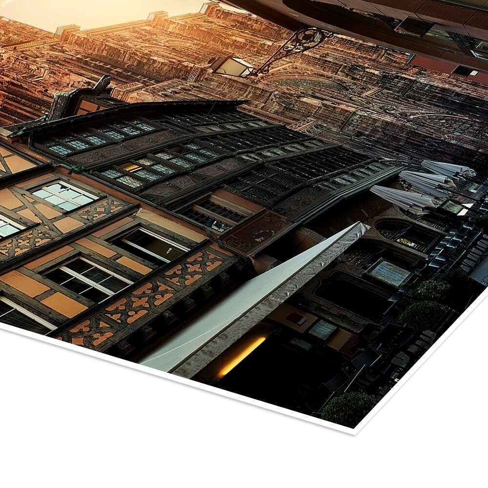 Sunrise over cathedral Notre Dame de Strasbourg Plakat