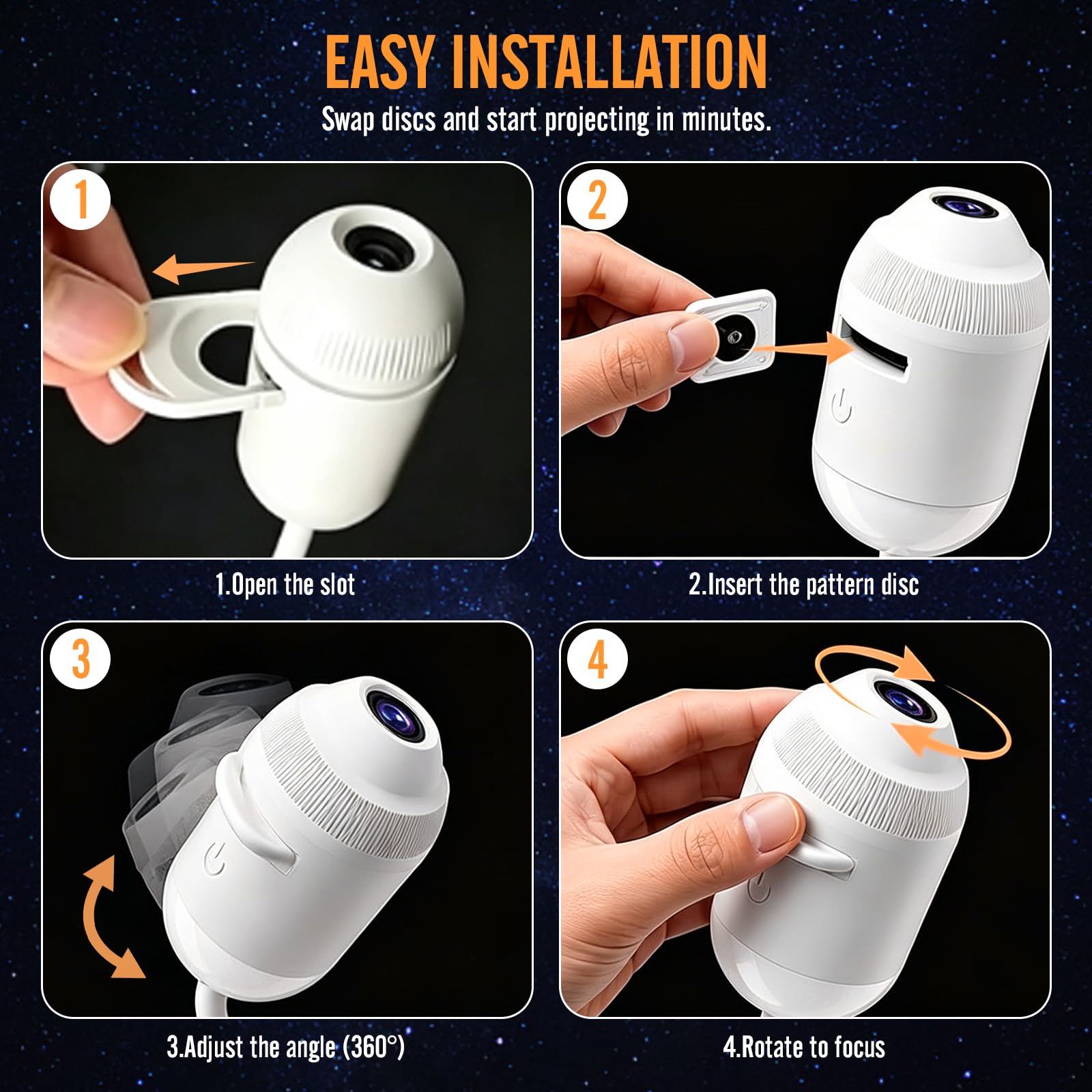 Proiettore cielo stellato, HD 5D, proiettore olografico Galaxy Night Light