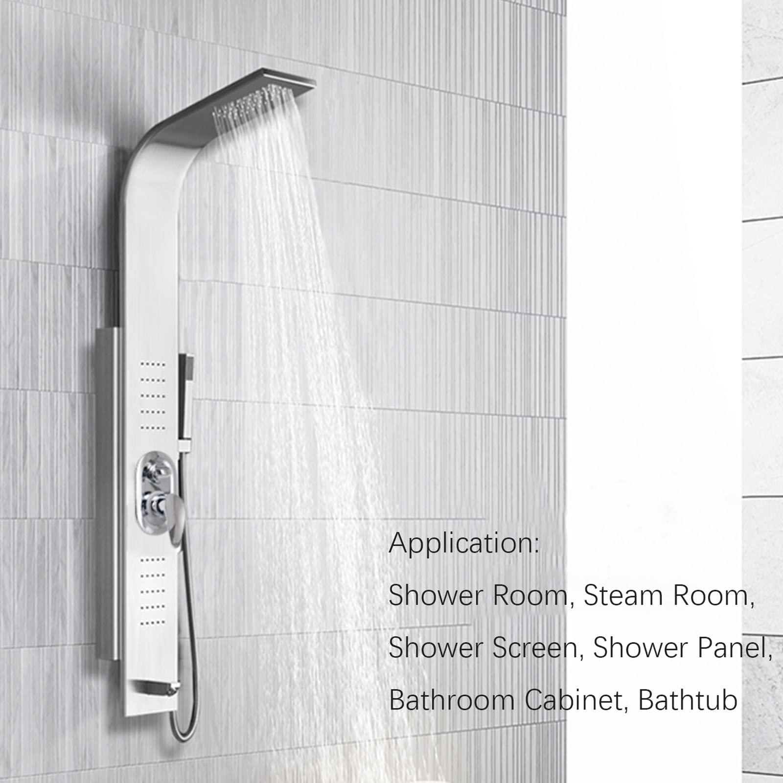 G1/2" 2/3/4/5 Salida Una Pieza Grifo Desviador Cuarto Baño Panel Mezclador Latón, Cartucho Cerámica Válvula Mezcladora Agua Fría y Caliente, Distancia Punto Central 6,5cm (Rosca Tornillo 5 Vías)