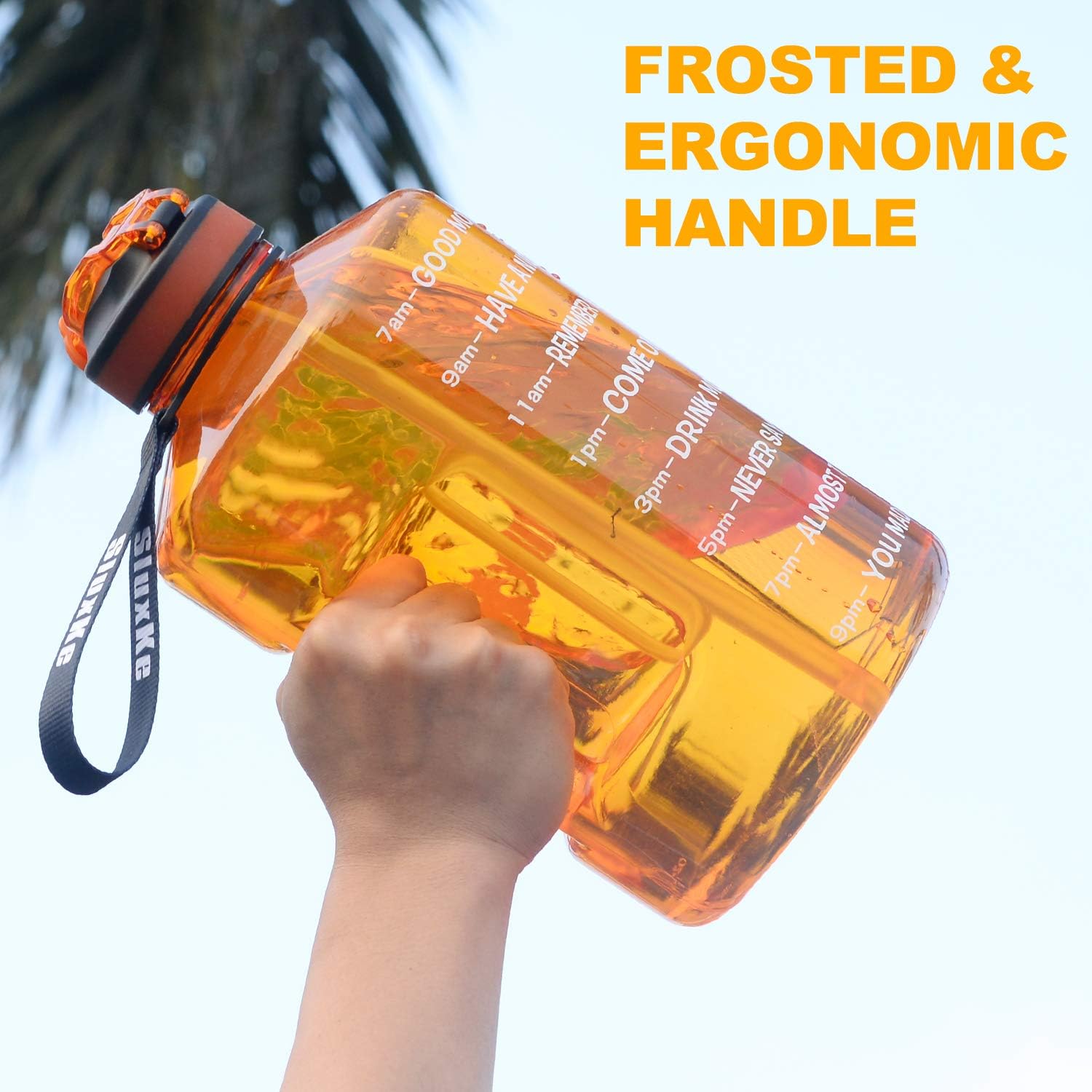 SLUXKE 1 Gallon Motivational Sports Water Bottle with Time Marker, BPA Free 128oz Leak Proof Jug, Black, Plastic, 128 ounces, Fitness, Sports, Outdoor Activities - Image 6