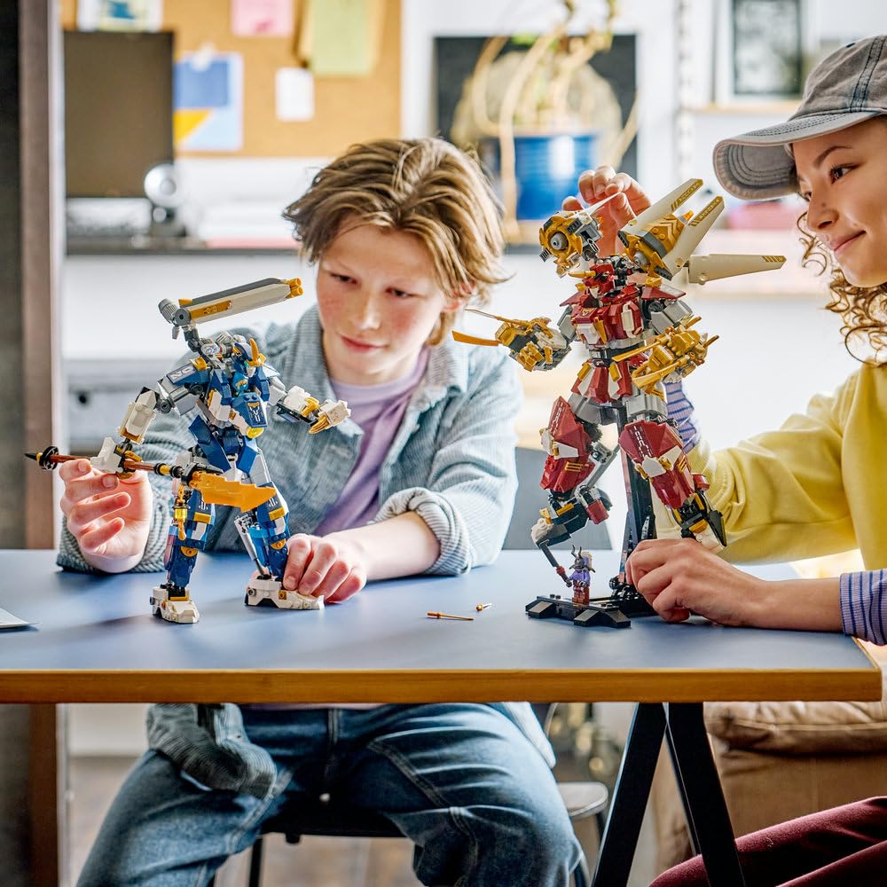 LEGO NINJAGO Bliźniacze tytanowe mechy 71870 | 2 mechy ninja i 3 minifigurki, model kolekcjonerski do ekspozycji, prezent dla fana NINJAGO 12+, klocki, 1707 elementów