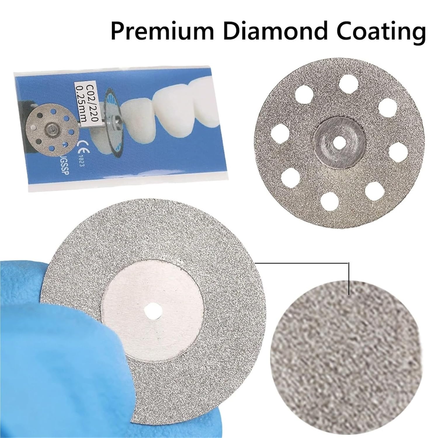 20Pcs Dental Diamond Cutting Discs Mandrel Wheel Ultra-Thin Double Side Grit Polishing Discs | Ultra-thin diamond discs for precise cutting & polishing, compatible with high-speed handpieces.