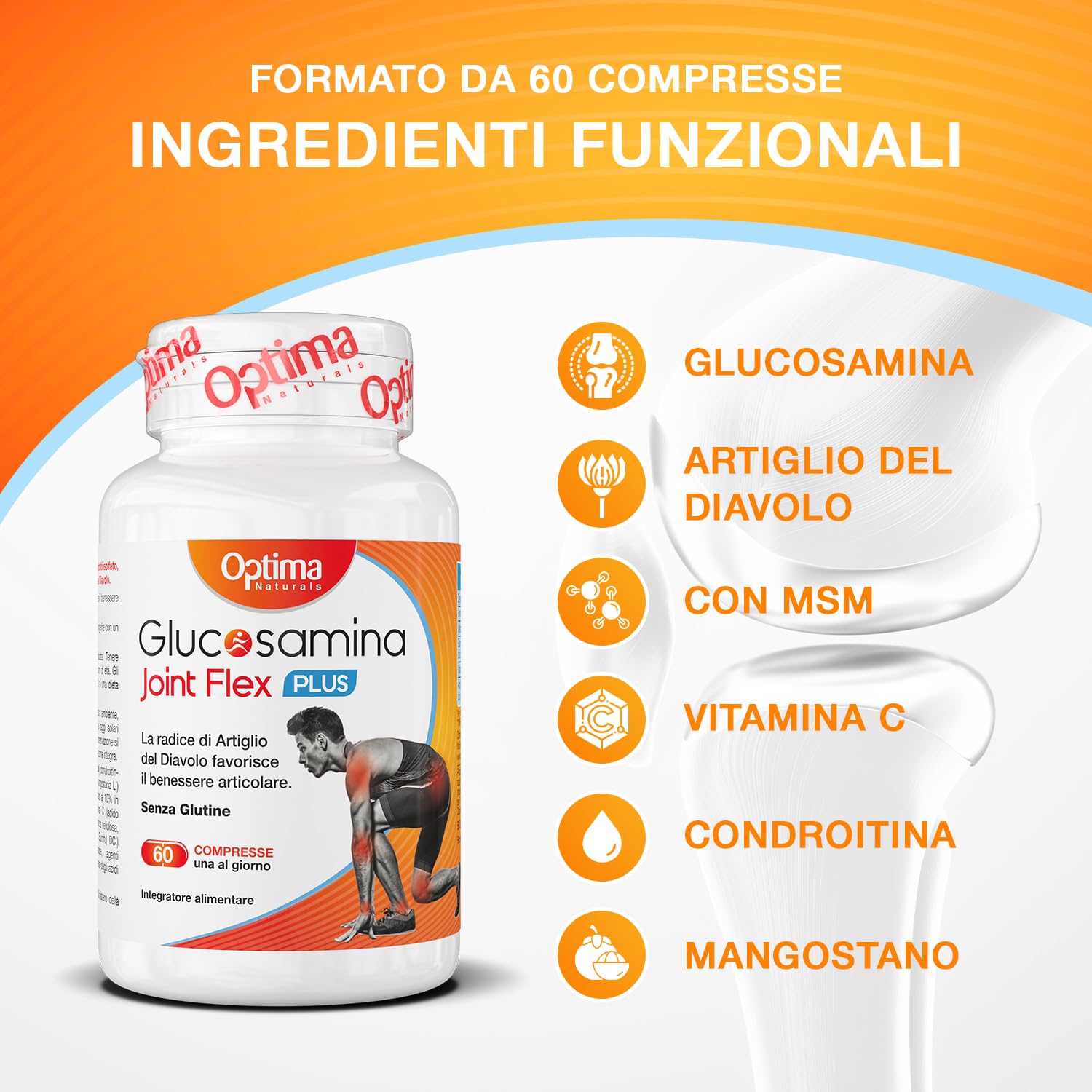 Plus, 60 compresse con Glucosamina, Condroitina, Artiglio del Diavolo e MSM, per il benessere delle articolazioni