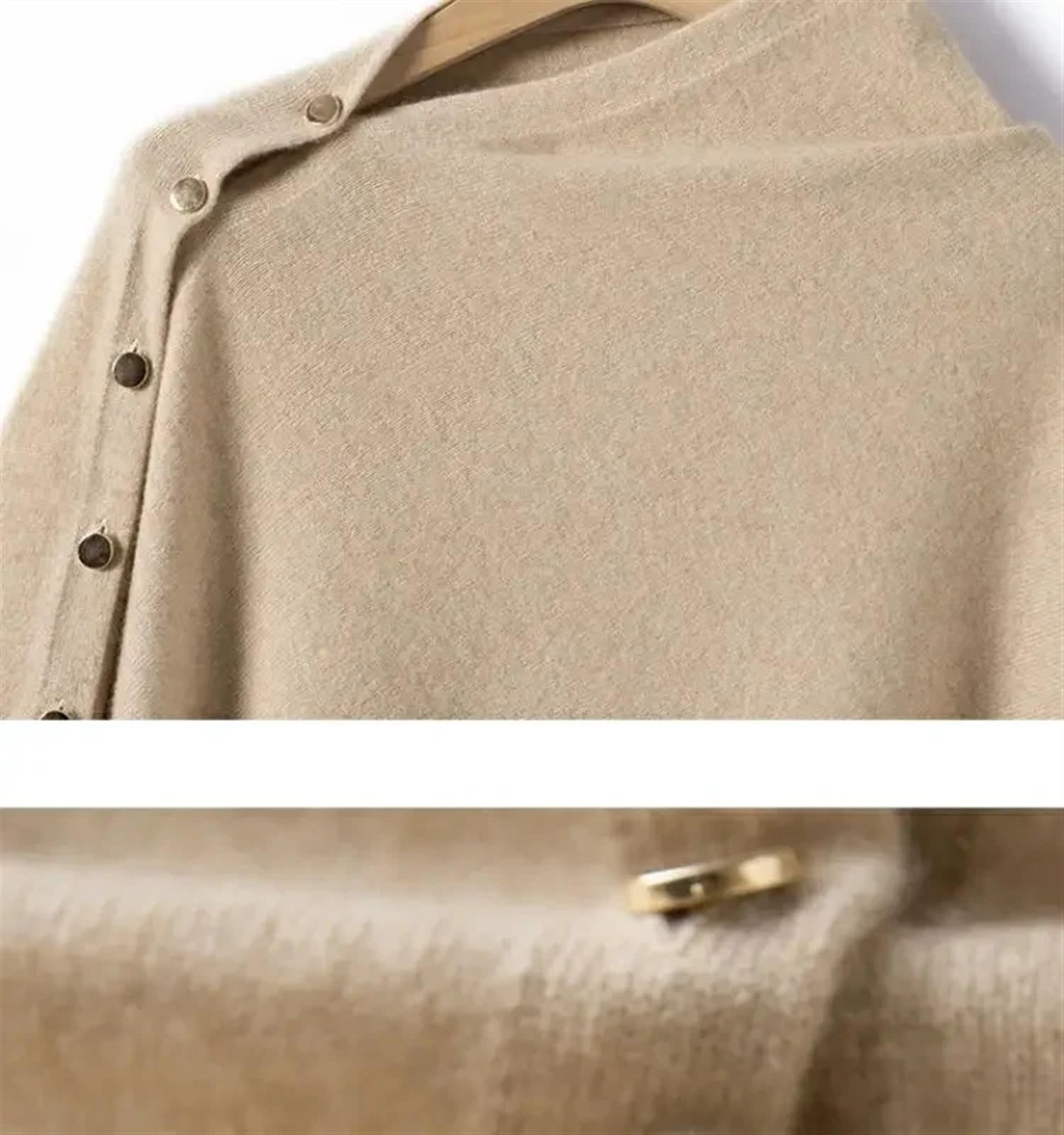 Poncho in Maglia da Donna Sciarpa Calda Lavorata a Maglia Tinta Unita, Spessa, Monopetto, Scialle, Mantello da Donna, Aperto sul Lato, Cardigan Intrecciato, Poncho