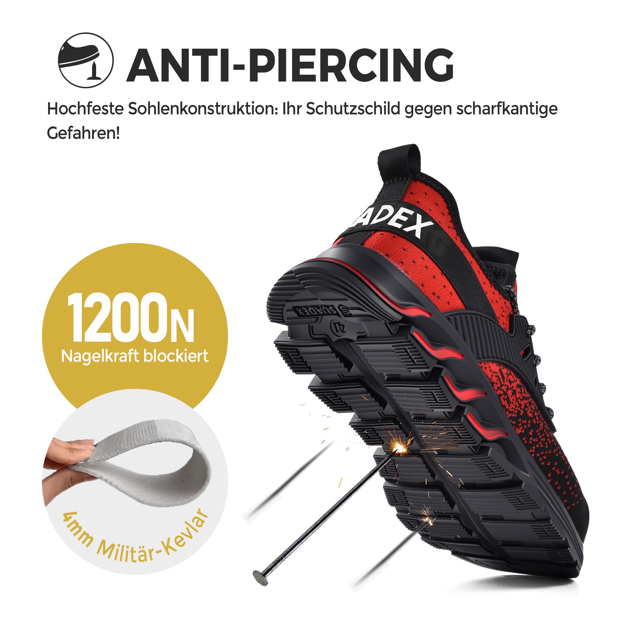 SUADEX Scarpe Antinfortunistiche Uomo Donna Scarpe Leggere Sportive Confortevoli Antiscivolo e Traspiranti 37-48 EU
