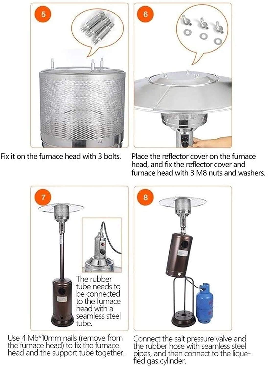 Riscaldatori da patio Riscaldatore da patio per esterni Lampada di calore portatile per esterni in acciaio inossidabile, riscaldatore indipendente regolabile Riscaldatori da giardino per patio (Colo