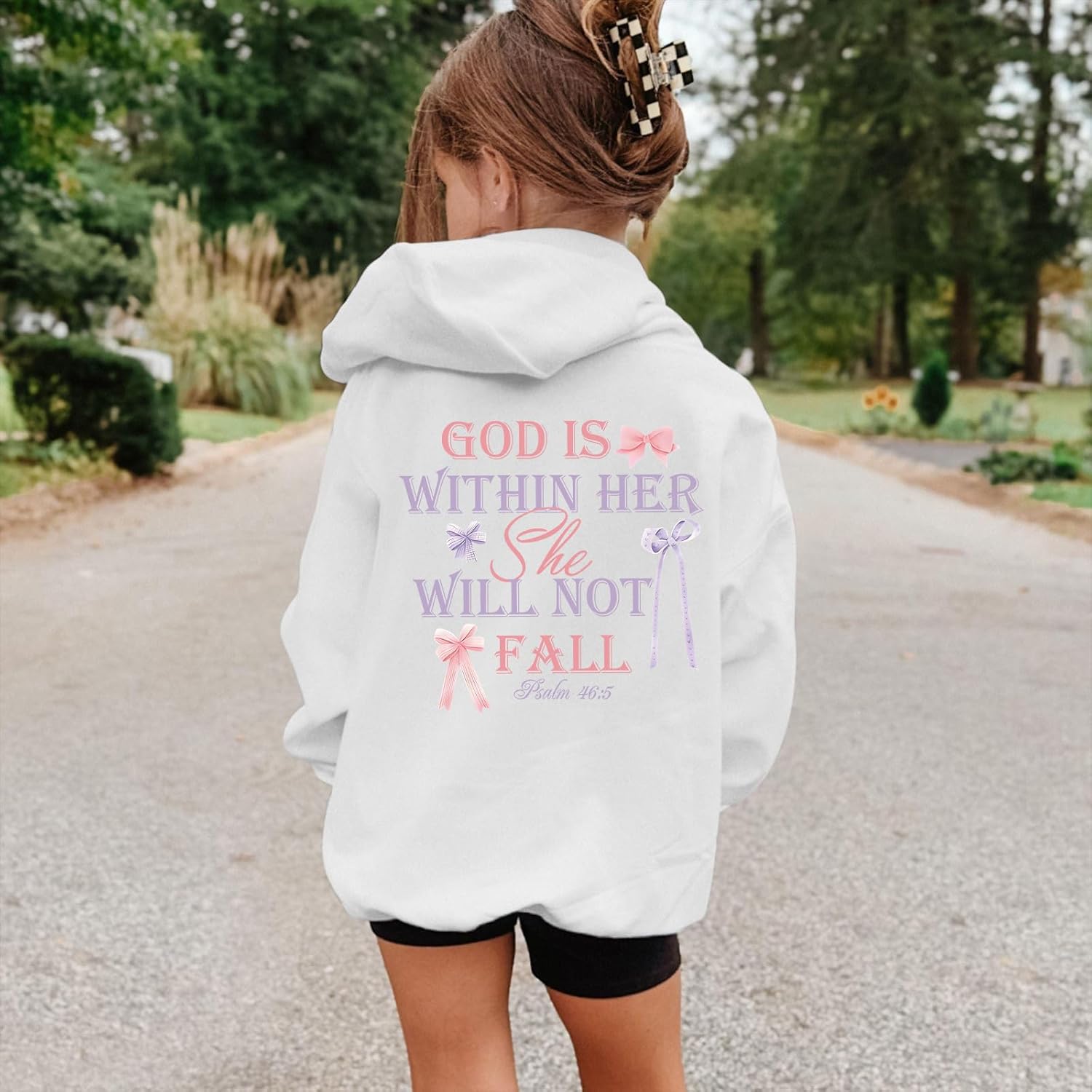 Girl's Christian Graphic Hoodie God is Within Her Hoodies for Kids Jesus Faith Religious Sweatshirts Pullover Tops - Image 4