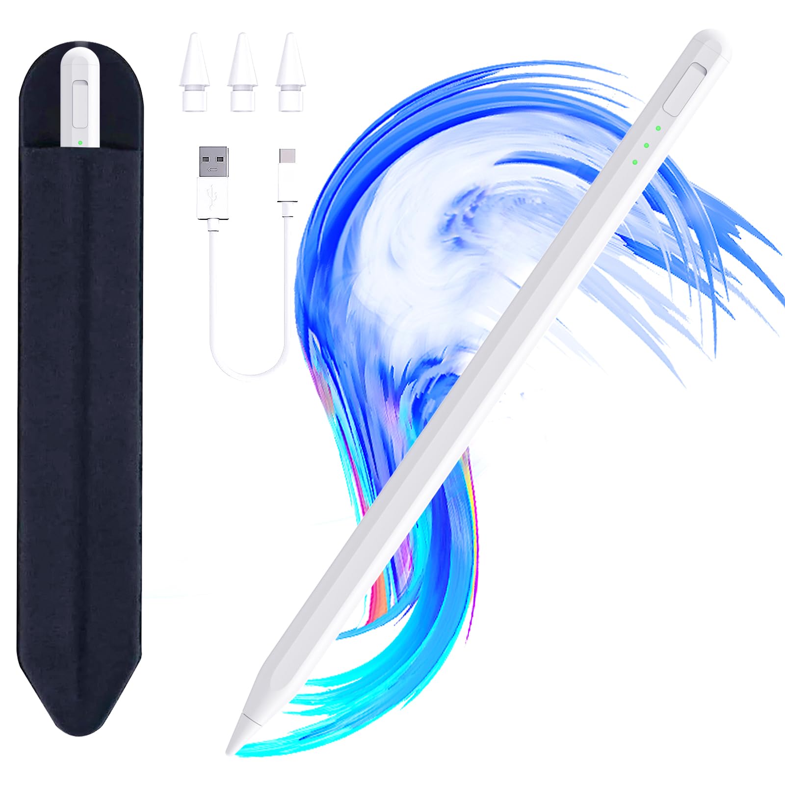 Stylet pour iPad 11 et 10e génération, Charge Plus Rapide 14 Minutes, avec Porte-Crayon, rejet de la Paume, sensibilité d'inclinaison, pour iPad Air11 et 13" (M3/M2), iPad Pro 11" et 13" (M4)