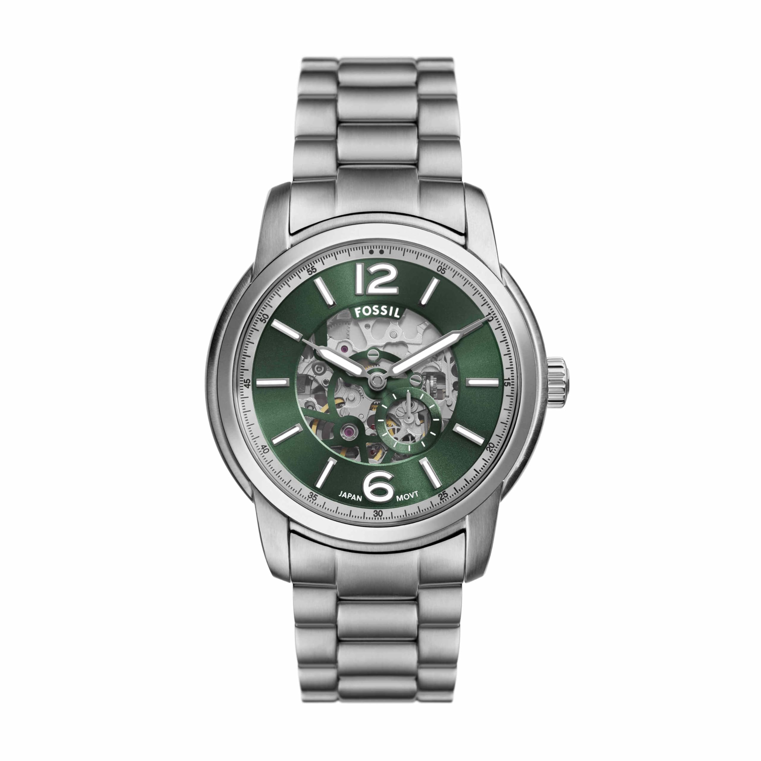 Fossil Mens Watch Heritage Automatic Silver Stainless Steel Watch for Men
