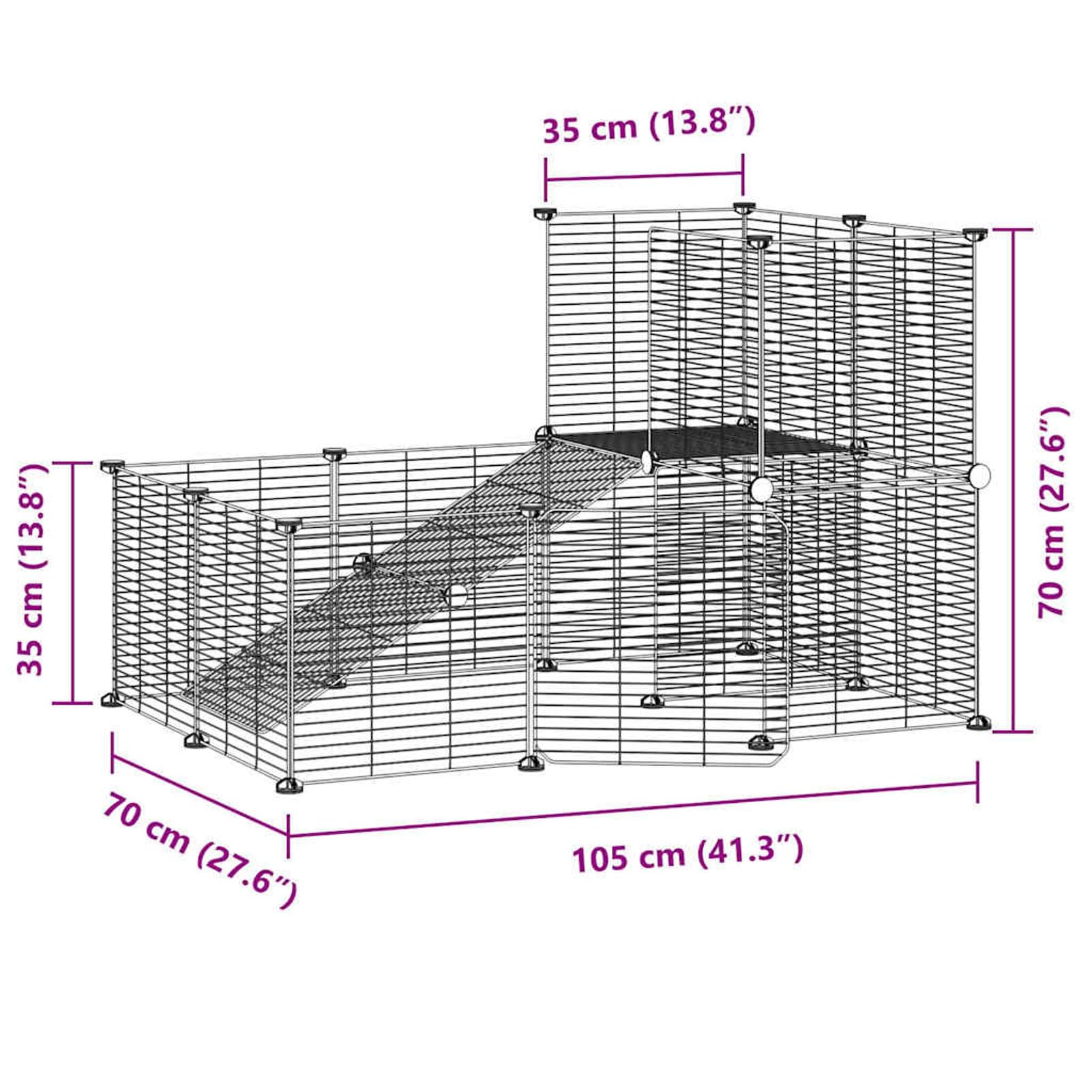 ShGaxin Jaula para Mascotas de 20 Paneles Puerta, Jaulas para Conejos, Jaula Cobaya, Valla para Mascotas, Recinto para Conejos, Parque para Conejos, Cosas para Conejos, Acero Negro 35x35 cm