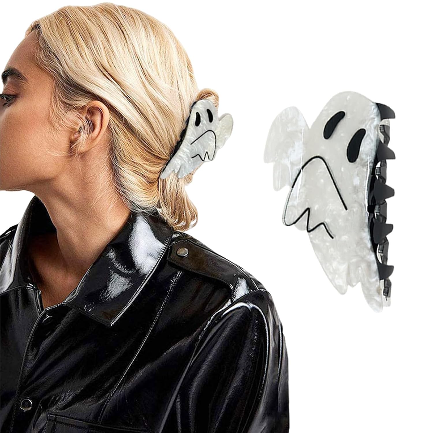 Ghost Hair Clips Halloween Hair Claw Clips Cute White Ghosts Jaw Clips Strong Hold Non Slips Acetate Shark Claw Halloween Accessories for Women Girls Cosplay Hair Styling, 1PCS Ghost Hair Clips Halloween Hair Claw Clips Cute White Ghosts Jaw Clips Strong Hold Non Slips Acetate Shark Claw Halloween Accessories for Women Girls Cosplay Hair Styling, 1PCS