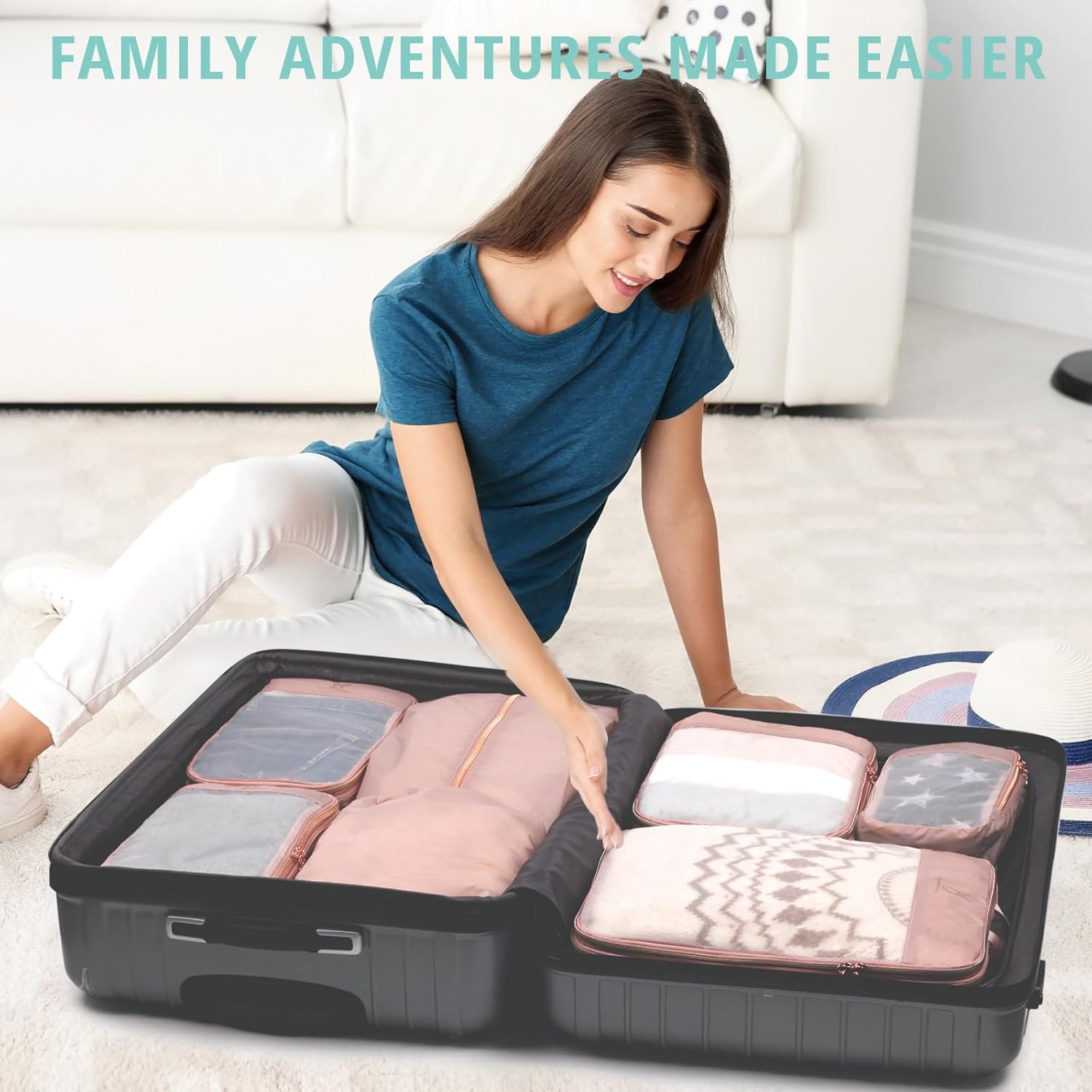 See Through Expandable Compression Packing Cubes, Mesh Travel Packing Cubes for Suitcases, Lightweight Organizers Bag Set for Travel Essentials for Luggage - Image 2