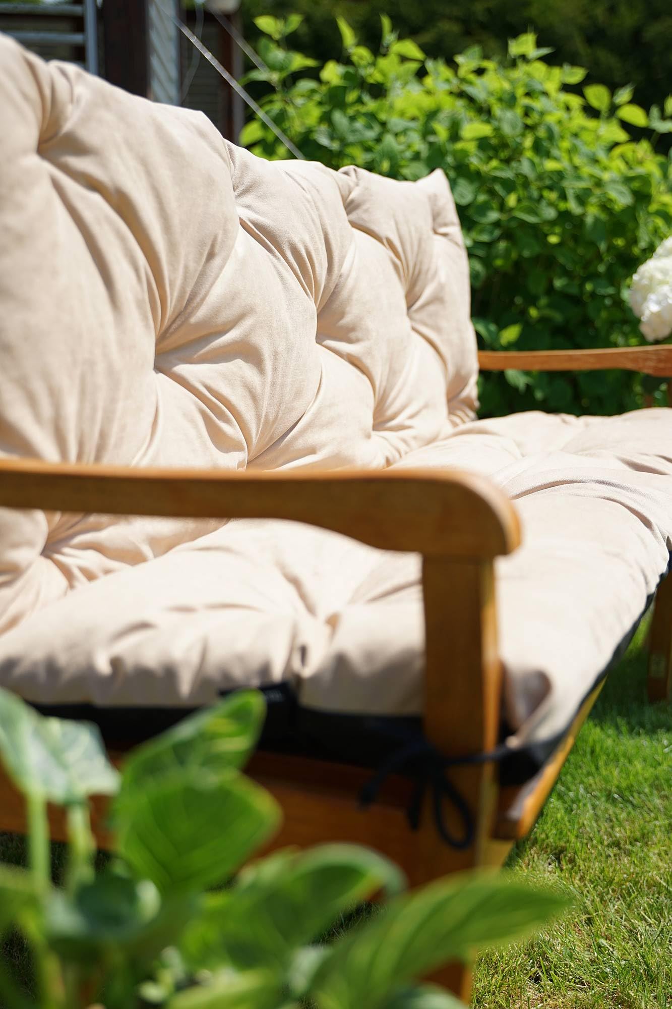 4L Textil Coussin pour banc de jardin Hollywoodschaukel - Housse de banc de jardin - Coussin de siège extérieur - Coussin de banc de jardin - Coussin de palette de jardin (110 x 50 x 50 cm, Beige)