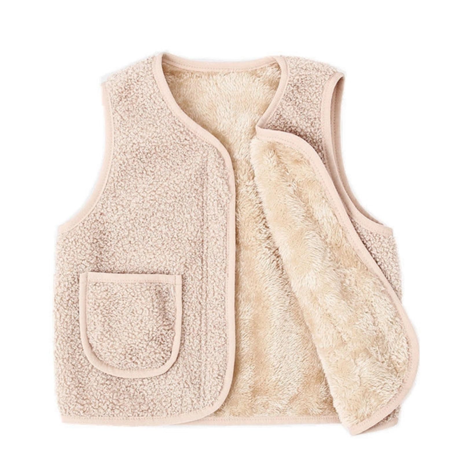 Baby Girls Boys Sherpa Fleece Vest Toddler Lightweight Fall Winter Warm Sleeveless Outerwear Jacket with Pockets