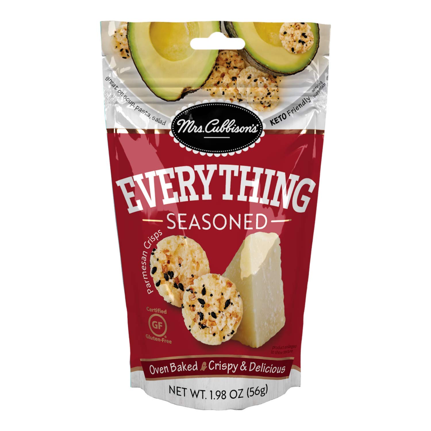 Mrs. Cubbison's Cheese Crisps| Everything Seasoned | 1.98 Ounce | 100% Real Cheese | Keto Friendly | Great for Snacking and Salad Topper