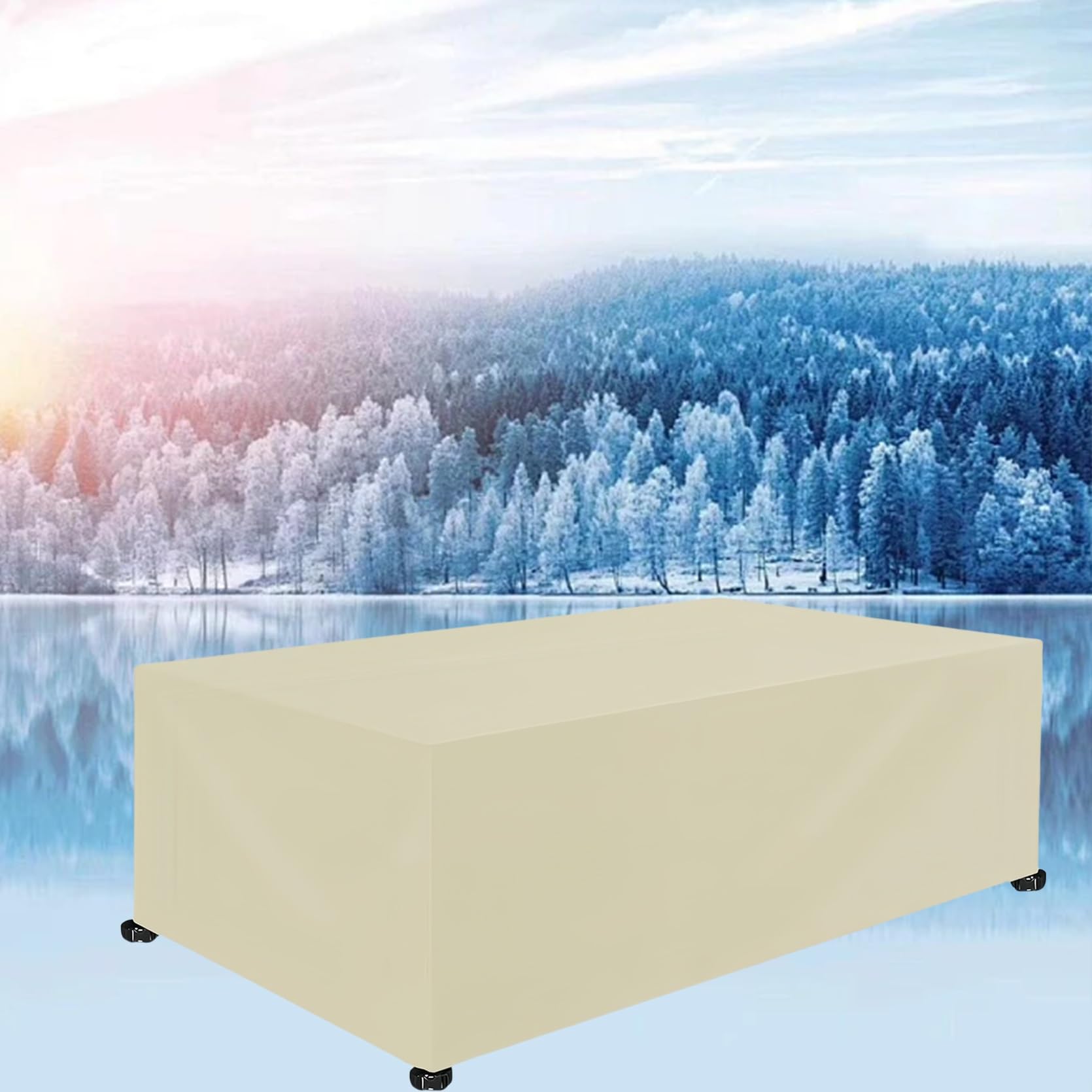 Xueqxue Beige Table And Chairs Cover 80 X 200 X 80 Cm(L X W X H) Tear Resistant, Waterproof, Windproof, Anti-Uv, Outdoor Covers Furniture Cover, For Garden Table Chair Sofa,
