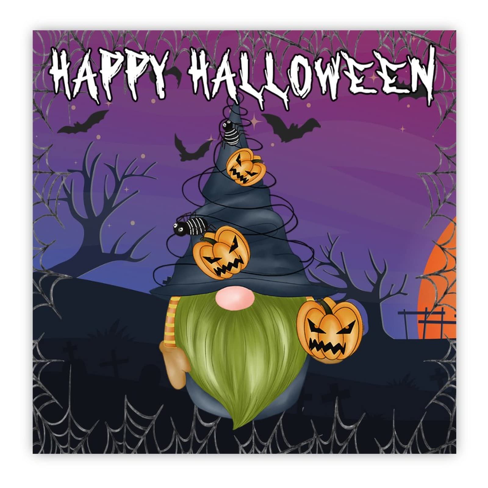 Panneau en bois Happy Halloween décoratif avec gnome, citrouille et fantôme à suspendre