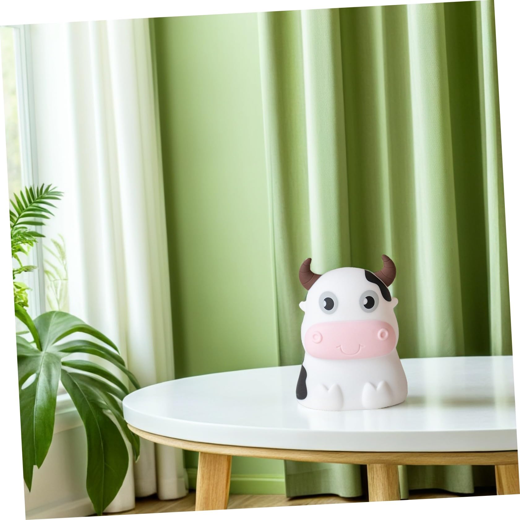 Luz Nocturna de Silicona Forma de Vaca para Dormitorio Infantil Luz Quitamiedos para Bebés Multicolor para Habitación de