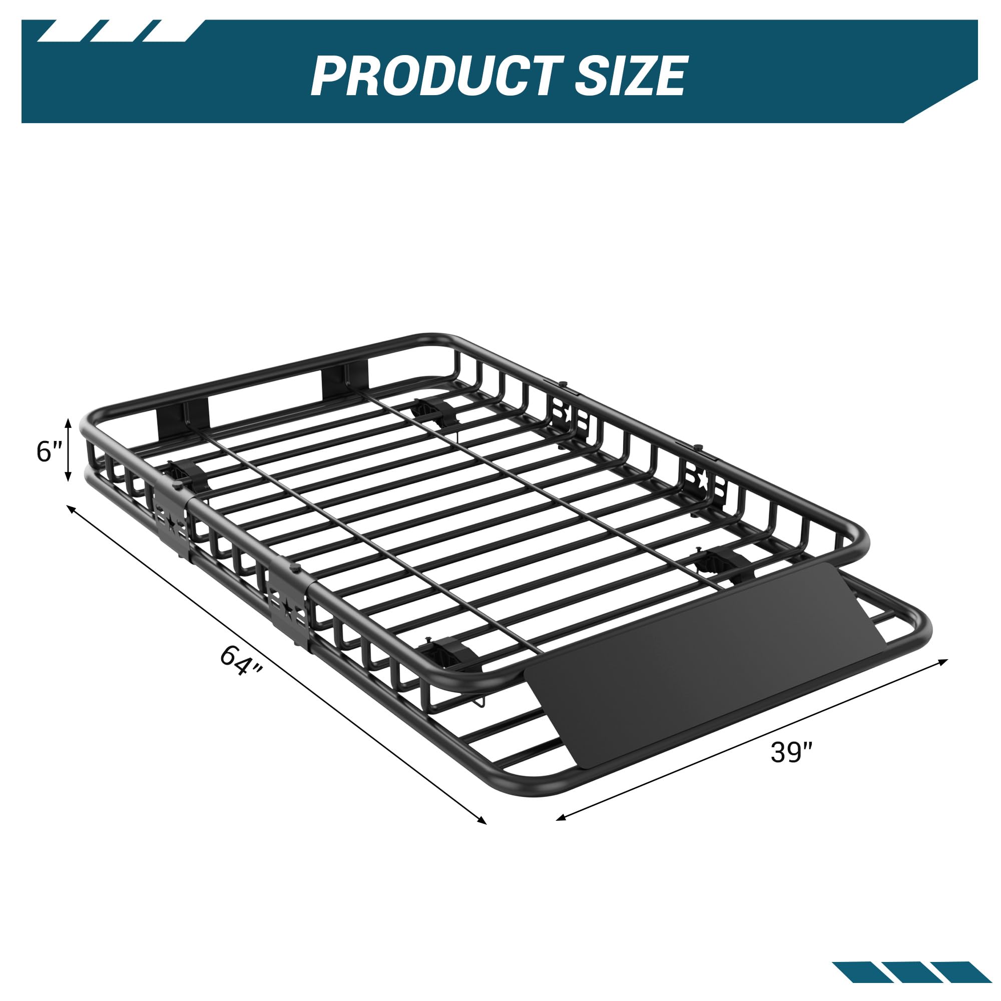 Porte-Bagages de Toit Robuste Universel pour SUV/Camion – Grand capacité 90 kg – Panier avec Extension, Gestion optimale du Chargement, idéal pour véhicules Utilitaires – Trois Sections,