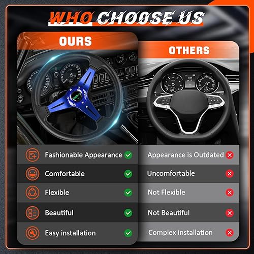 Vista 31 de Rastp Volante de carreras universal de 13.8 pulgadas, 6 pernos, agarre de material de espuma de poliuretano y aluminio con botón de claxon para Rojo