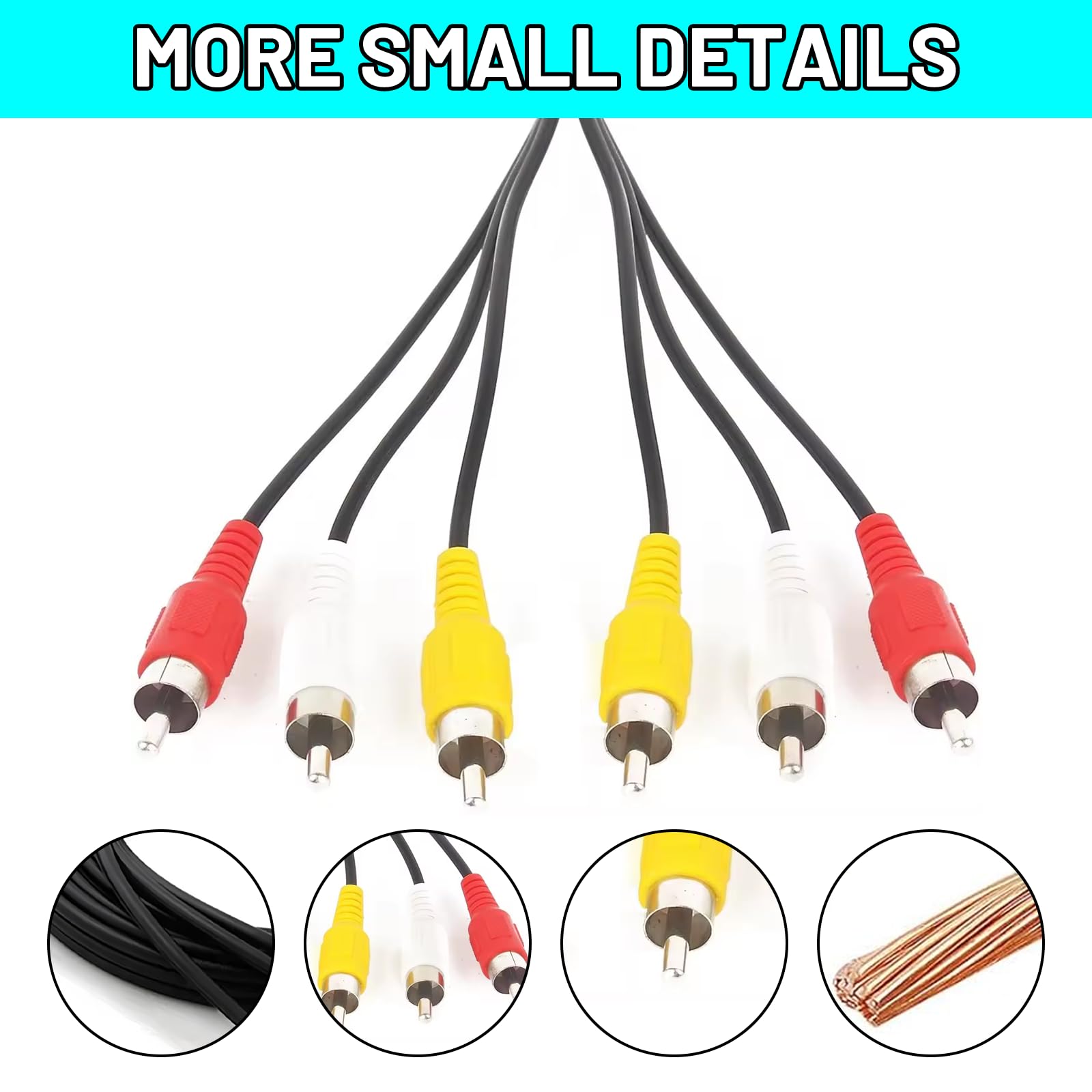 XIELBIS 3-in-1 RCA Phono Cable - Yellow/Red/White Composite Audio