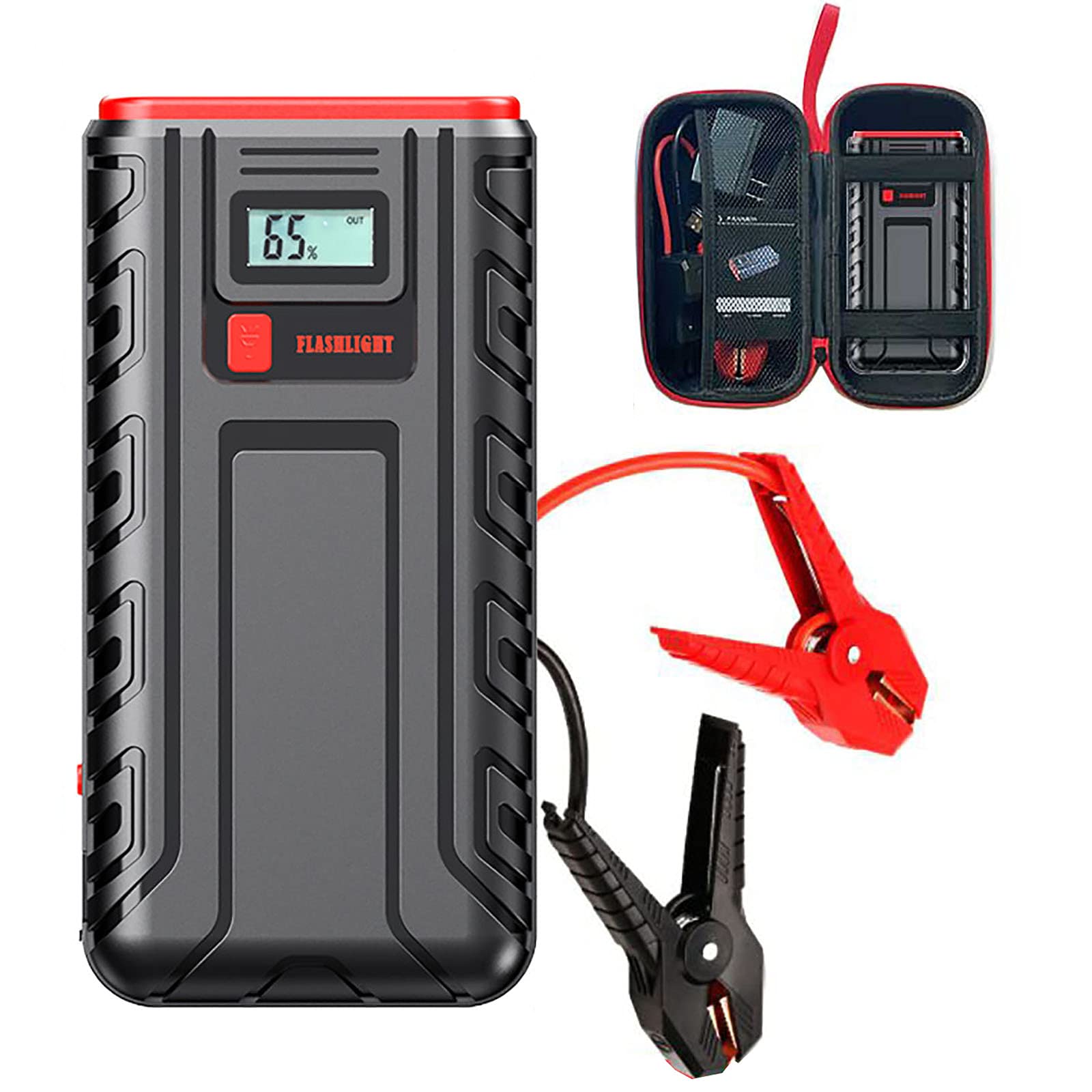 Démarreur de Voiture Portable 30000mAh Peak 4000A Booster de Batterie pour Véhicules, Camions et SUV (jusqu'à 8L de Gaz) avec Type-C, Charge Rapide USB et Lumière LED