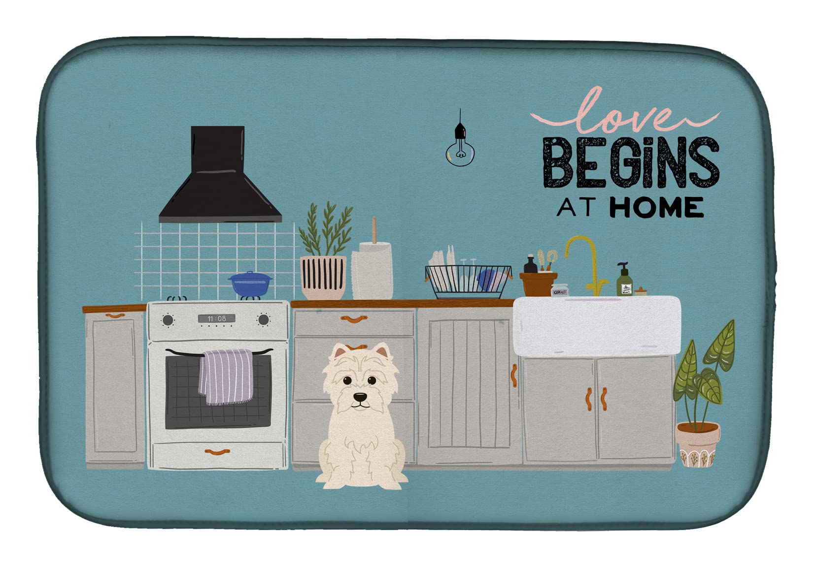 Alfombrillas para secar platos de cocina con estampado de perro Westie Caroline's Treasures