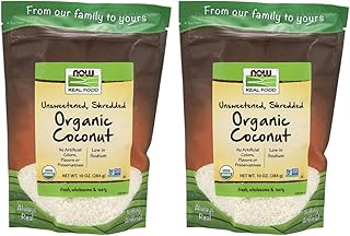 NOW Foods, Organic Coconut, Unsweetened and Shredded, No Added Colors, Flavors or Preservatives, 10-Ounce (Packaging May Vary) (Pack of 2)
