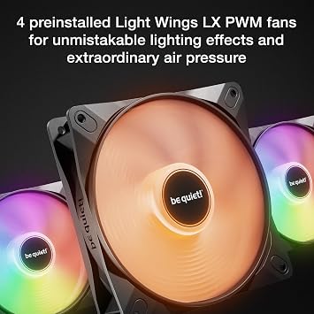 be quiet! Pure Base 501 LX ARGB PC Build Bundle | Pure Base 501 LX Black | 4 Light Wings LX Fans | Light Loop 360mm AIO CPU Cooler | High Airflow PC | ARGB Lighting | BGW78 and BW022