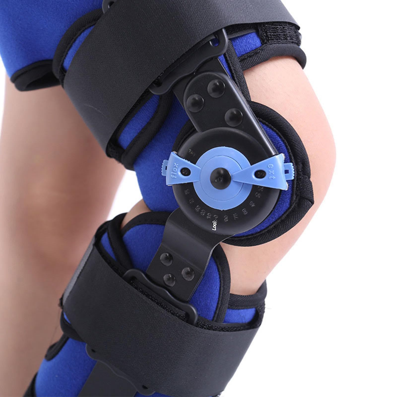 Rodillera Rom con Bisagras Para Hombres y Mujeres, Soporte de Rodillera Ajustable, Rodillera Correctiva Para Fracturas, Distensiones de Ligamentos y Desgarros de Menisco, Pierna Izquierda