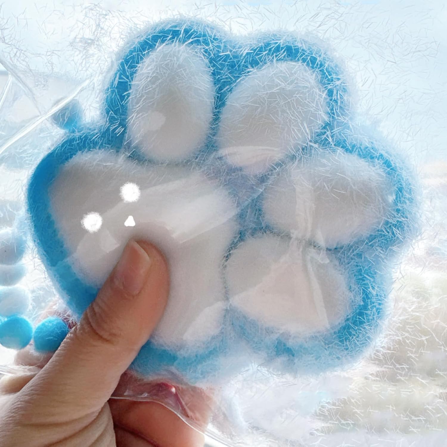 Big Taba Oceanic Cat Paw Squishy Toys – 5 Inch Jelly Blue & White Kitty Paw Set, Soft Handmade Squeeze Stress Relief Fidget Toys for Kids, Teens, Adults, Home & Office Relaxation