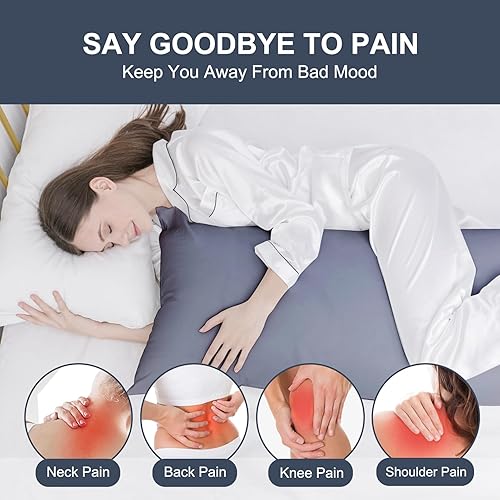 Vista 2 de DOWNCOOL Almohada grande de cuerpo completo, transpirable, para los que duermen de lado, suave, larga, para adultos, 20 x 54 pulgadas, color gris