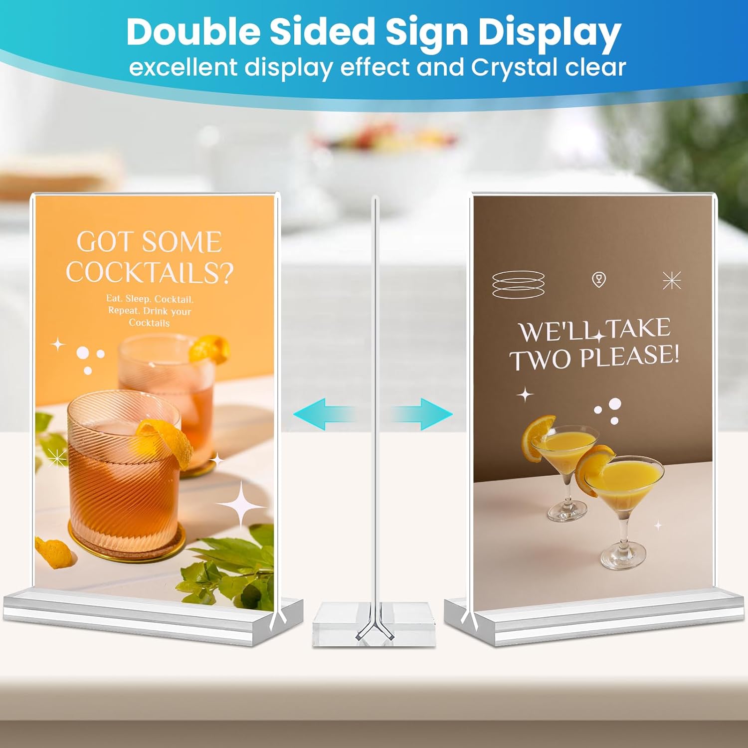 acrylic sign holder 4x6, 24 pack clear table menu vertical clear table double sided flyer display, plastic flyer display stand,paper photo plastic sign frame suitable for restaurants office store show 24 pack vertical 4x6