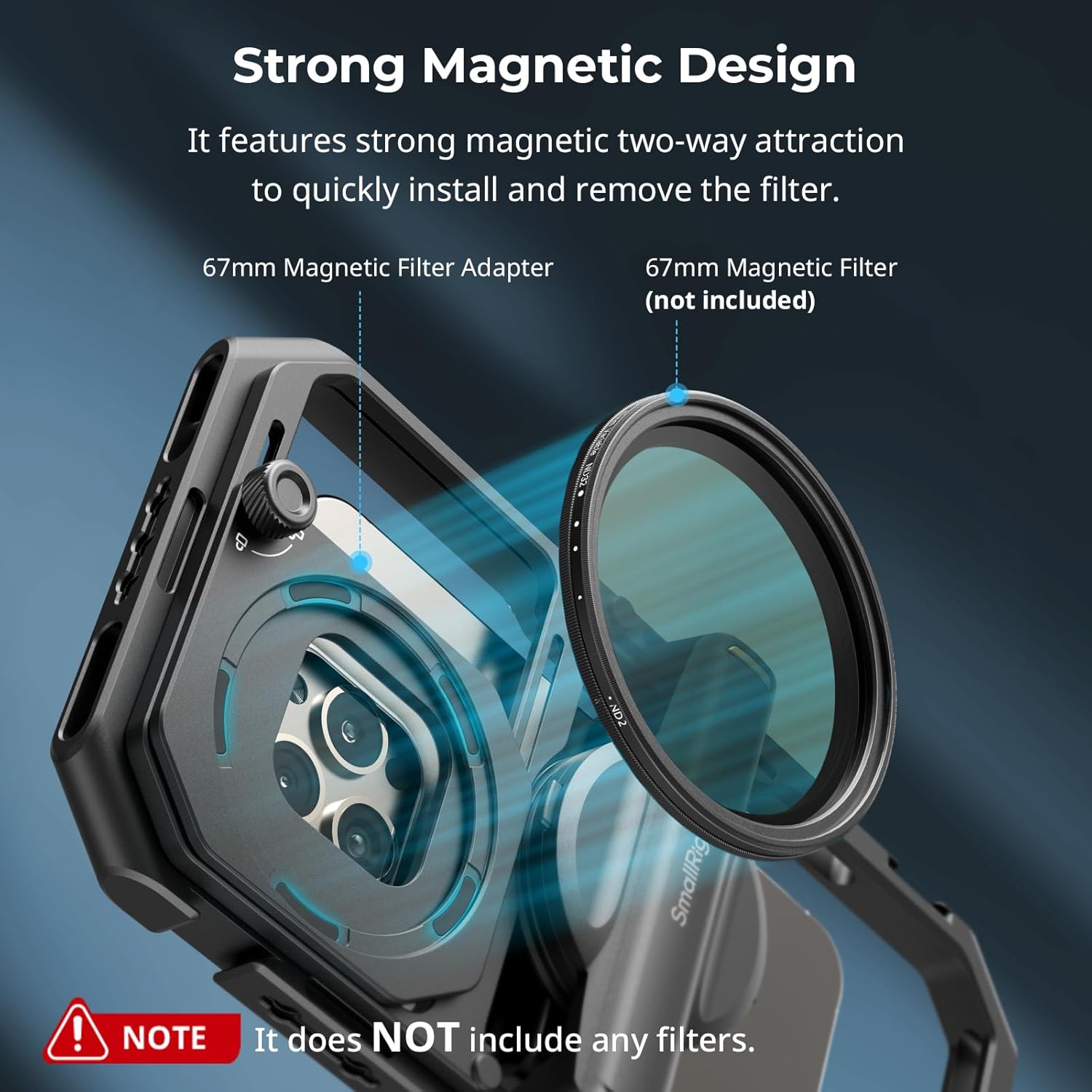 SMALLRIG 67mm Magnetic Filter Ring Adapter for Universal Mobile Video Cage 4597 4704 4596, Strong Magnetic Two-Way Attraction, for SMALLRIG 67mm Phone Magnetic Filter Series - 4843