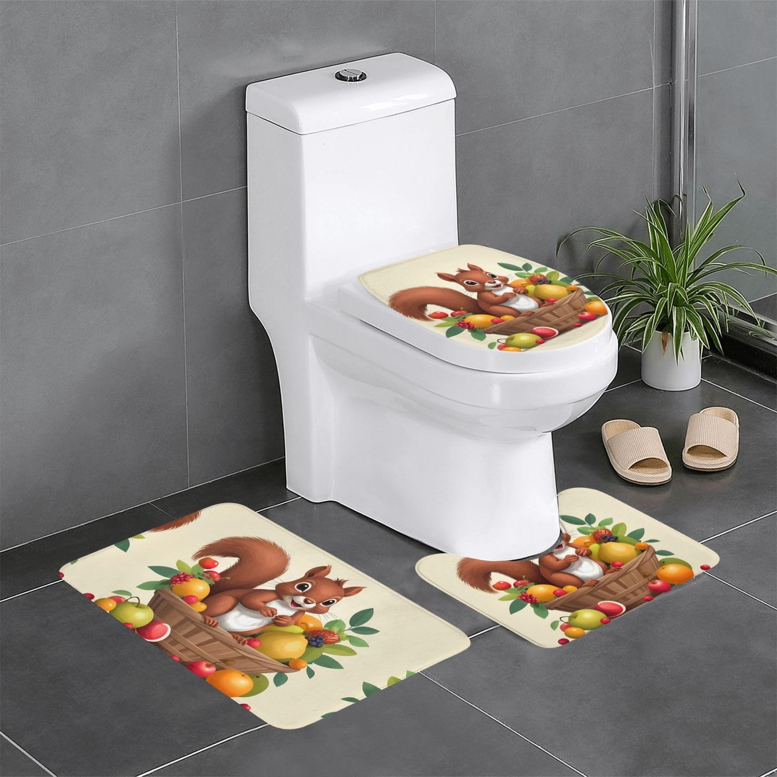 Évitez les glissades avec les tapis de salle de bain antidérapants écureuil pour WC