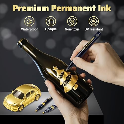 Miniatura 5 de 5 bolígrafos de pintura cromada, marcador permanente dorado, marcador cromado espejo para kit de reparación de metal, kit de reparación de