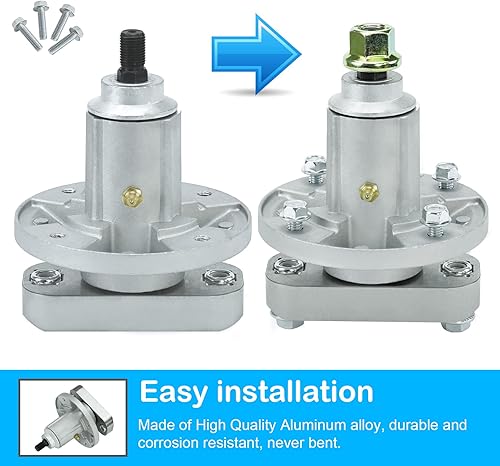 Miniatura 7 de Kit de husillo de hoja de cubierta de 48 pulgadas se adapta a John Deere L120 L130, reemplaza los husillos GY20050 GY20785, cuchillas GX20250